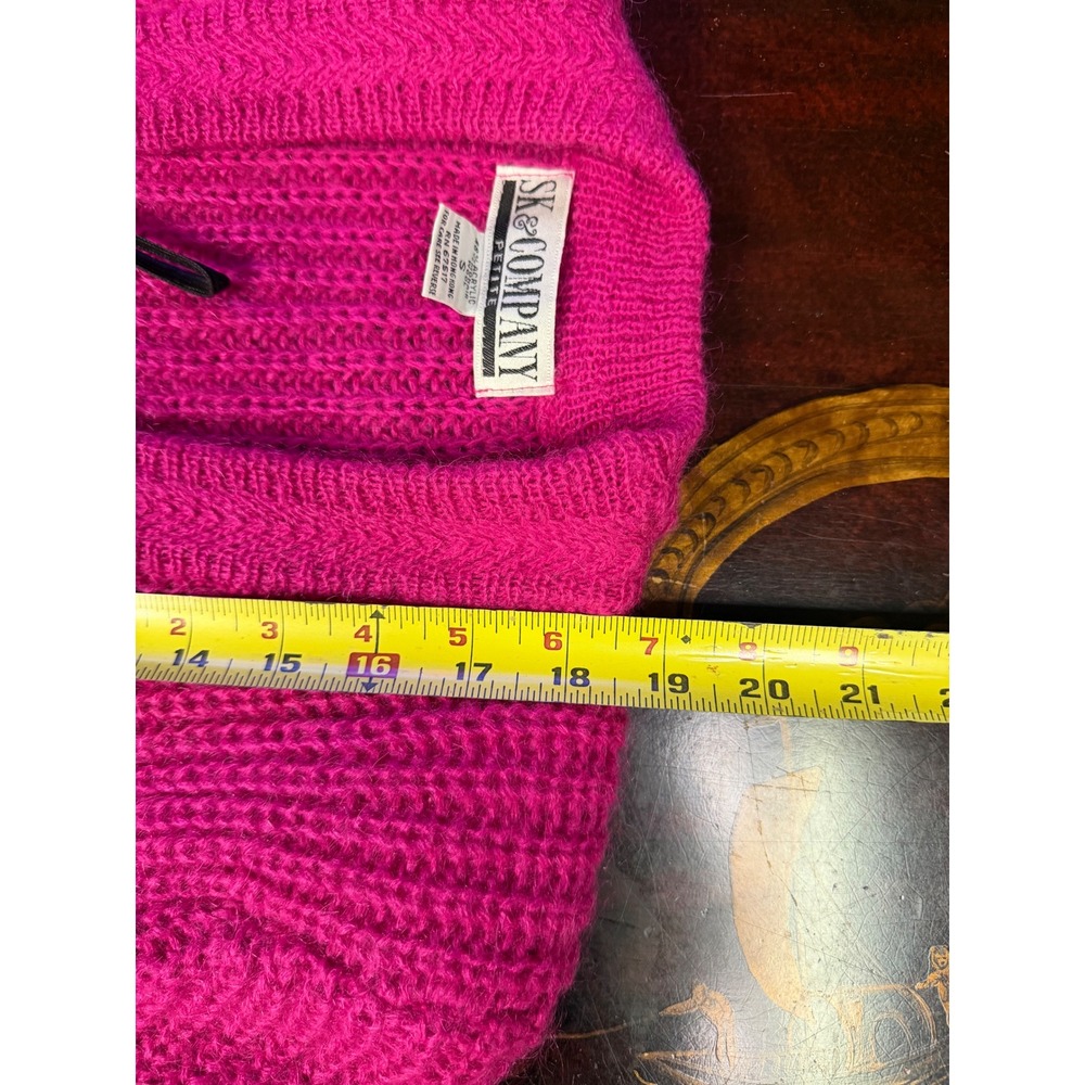 Vintage SK & Company Petite Mohair Wool Wrap Cardigan Hot Pink 80s Barbiecore S - Picture 10 of 12